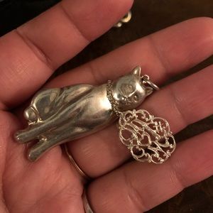 Sterling Silver vintage I love mom Cat pendent